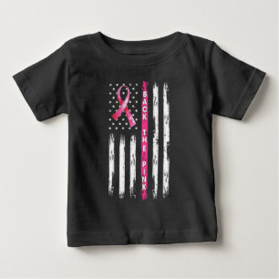Back The Pink Ribbon Flag Breast Cancer Awareness Baby T-Shirt
