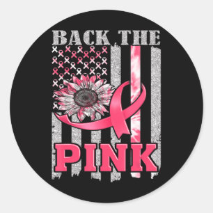 Back The Pink Ribbon Flag Breast Cancer Awareness Classic Round Sticker
