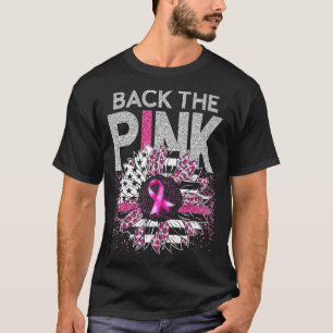 Back The Pink Ribbon Sunflower Flag Breast Cancer  T-Shirt
