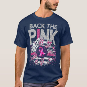 Back The Pink Ribbon Sunflower Flag Breast Cancer T-Shirt