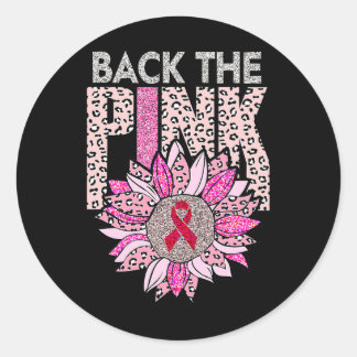 Back The Pink Sunflower Leopard Breast Cancer Awar Classic Round Sticker