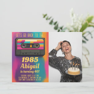 Back to 80's Vintage Birthday Photo Invite