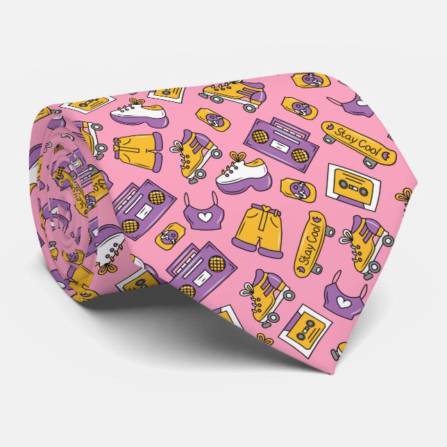 Back to 90s Funny Y2K Colourful Neck Tie (Rolled)