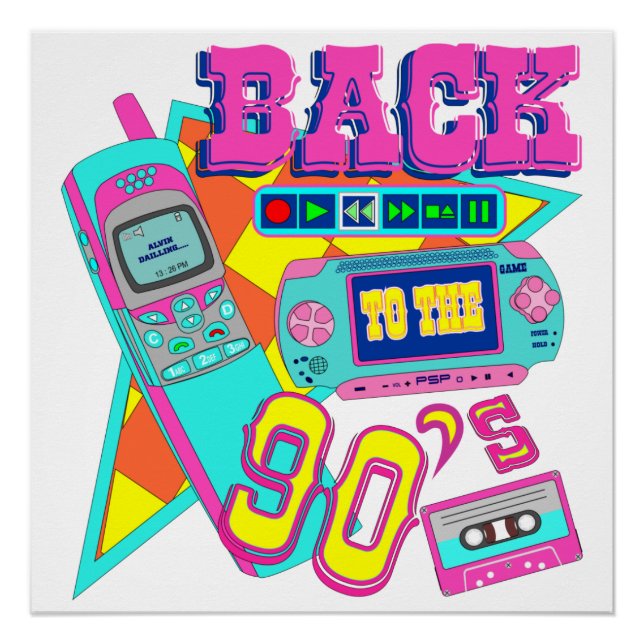 Back to 90s Neon Arcade Poster (Front)