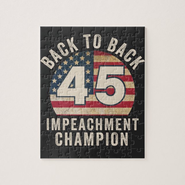 Back to Back Impeachment Champ American Flag Vinta Jigsaw Puzzle (Vertical)