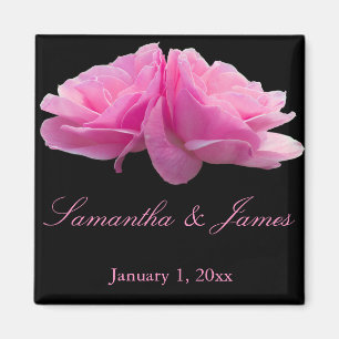Back to Back Pink Roses Personal Wedding Magnet