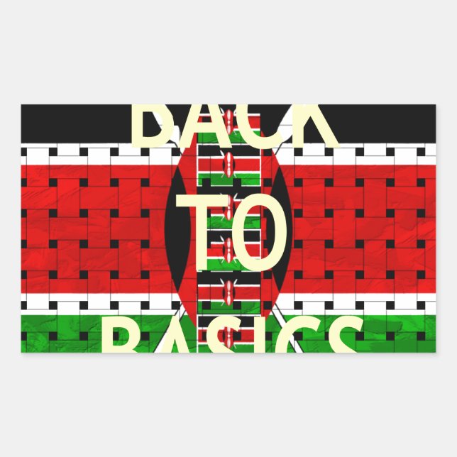 Back to Basics: Kenya Flag Themed Weaving Culture Rectangular Sticker (Front)