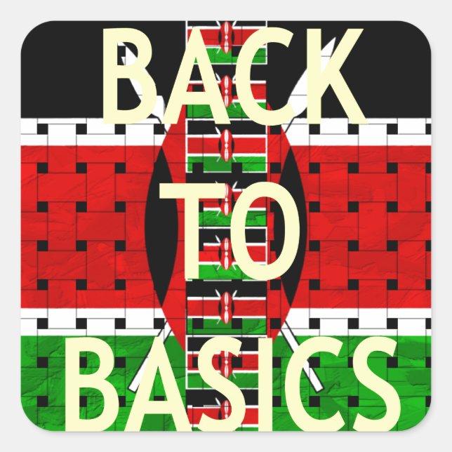Back to Basics: Kenya Flag Themed Weaving Culture Square Sticker (Front)