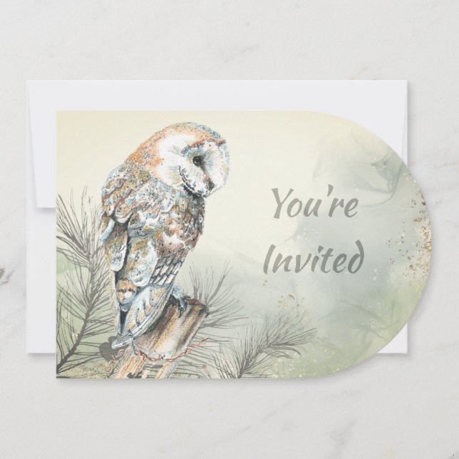 Back to Nature, Barn Owl, Bird, Birthday Party Invitation (Front)