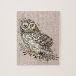 Back to Nature, Owl, Bird, Birthday Party Jigsaw Puzzle