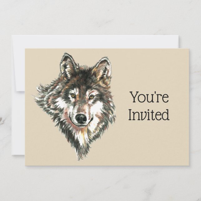 Back to Nature, Wolf, Animal Birthday Invite (Front)