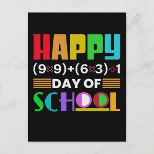 Back to School 100 Days T‑Shirt Design Postcard