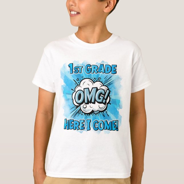 Back To School 1st Grade Comic Style T-Shirt (Front)