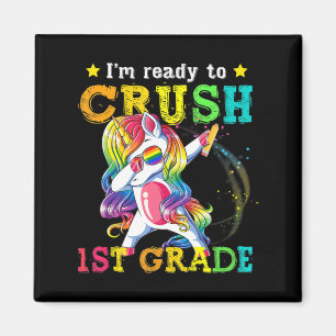 Back to School 1st Grade Dabbing Unicorn Girls Gi Magnet