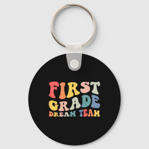 Back To School 1st Grade Dream Team Groovy Teacher Key Ring