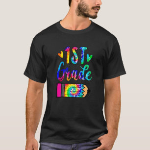 Back To School  1st Grade Teacher Pencil Tie Dye   T-Shirt