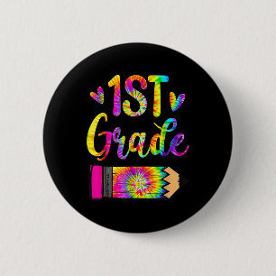 Back To School 1st Grade Teacher Tie Dye 6 Cm Round Badge