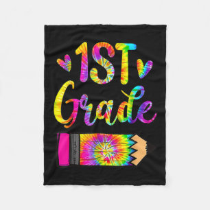 Back To School 1st Grade Teacher Tie Dye Fleece Blanket
