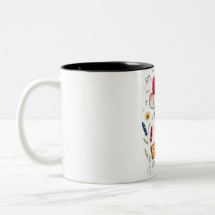 Back To School 2026 2027 Floral Teacher for Women Two-Tone Coffee Mug