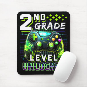 Back to School 2nd Grade Boys Gamer Level Unlocked Mouse Pad