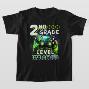 Back to School 2nd Grade Boys Gamer Level Unlocked T-Shirt
