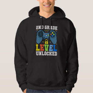 Back To School  2nd Grade Level Unlocked Gamer Boy Hoodie