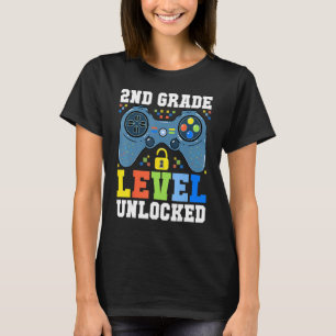 Back To School  2nd Grade Level Unlocked Gamer Boy T-Shirt