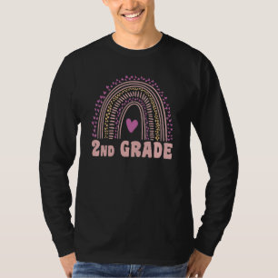 Back to School 2nd Grade Teacher Rainbow Hearts T-Shirt