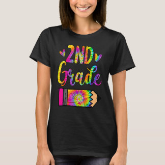 Back To School 2nd Grade Tie Dye Pencil Kids T-Shirt