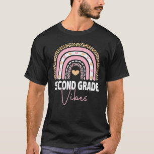 Back To School 2nd Grade Vibes Rainbow Leopard Tea T-Shirt