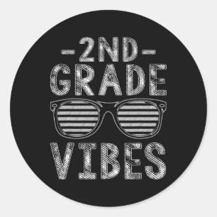 Back To School 2nd Grade Vibes Second Grade Teache Classic Round Sticker