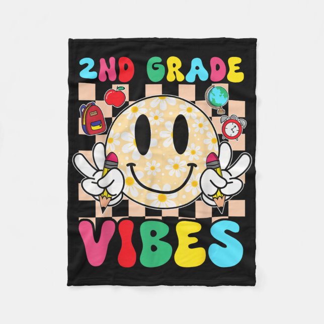 Back To School 2nd Grade Vibes Smile Face Second G Fleece Blanket (Front)