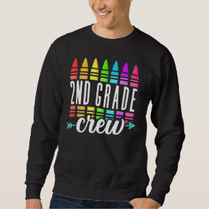 Back To School 2nd Second Grade Crew Crayon Back T Sweatshirt