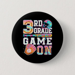 Back To School 3rd Grade Baseball Let's Play Men 6 Cm Round Badge