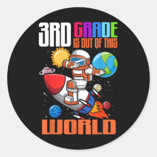 Back to School 3rd Grade Out of this World Space Classic Round Sticker
