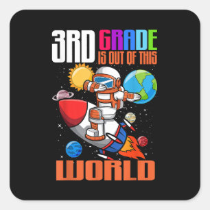 Back to School 3rd Grade Out of this World Space Square Sticker