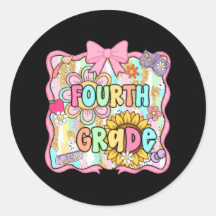 Back To School 3rd Grade Third Grade Preppy  Classic Round Sticker