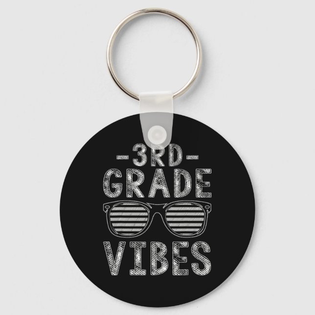 Back To School 3rd Grade Vibes Third Grade Teacher Key Ring (Front)