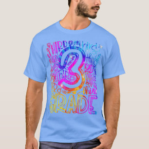 Back To School 3rd Third Grade Tie Dye Typography T-Shirt
