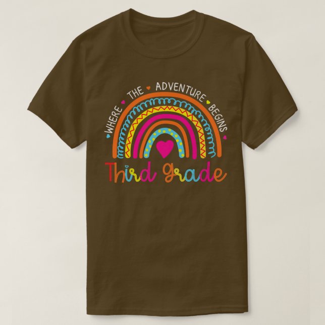 Back To School 3rd Third Grade Where The Adventure T-Shirt (Design Front)