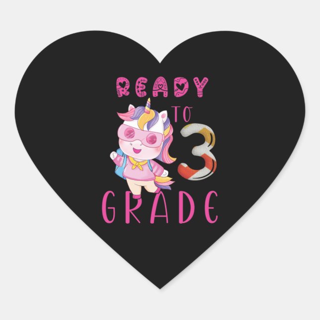 Back To School, 3Th Grade Heart Sticker (Front)