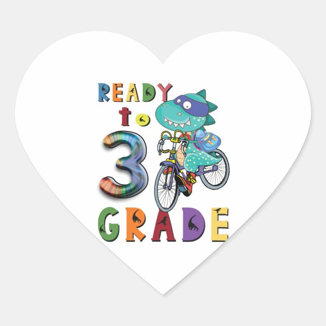 Back To School, 3Th Grade Heart Sticker (Front)