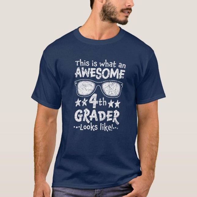 Back To School 4Th Grade Awesome Fourth Grader Loo T-Shirt (Front)