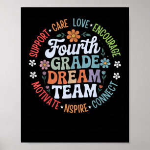 Back To School 4th Grade Dream Team Teacher Care L Poster
