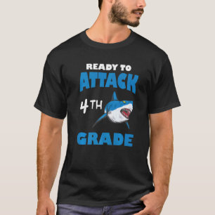 Back To School 4th Grade Kids Outfit Shark T-Shirt