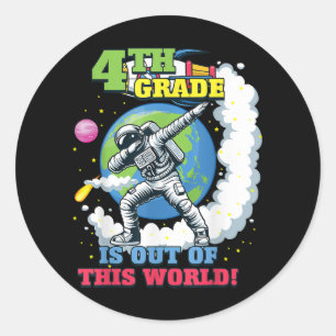 Back to School 4th Grade Space Out of this World Classic Round Sticker