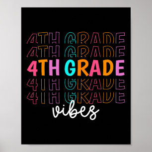 Back To School 4th Grade Vibes Retro Teacher Stude Poster