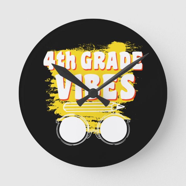 Back To School 4th Grade Vibes Shirt First Day Kid Round Clock (Front)