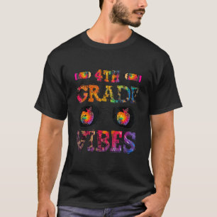 Back To School 4th Grade Vibes Tie Dye Leopard Sun T-Shirt