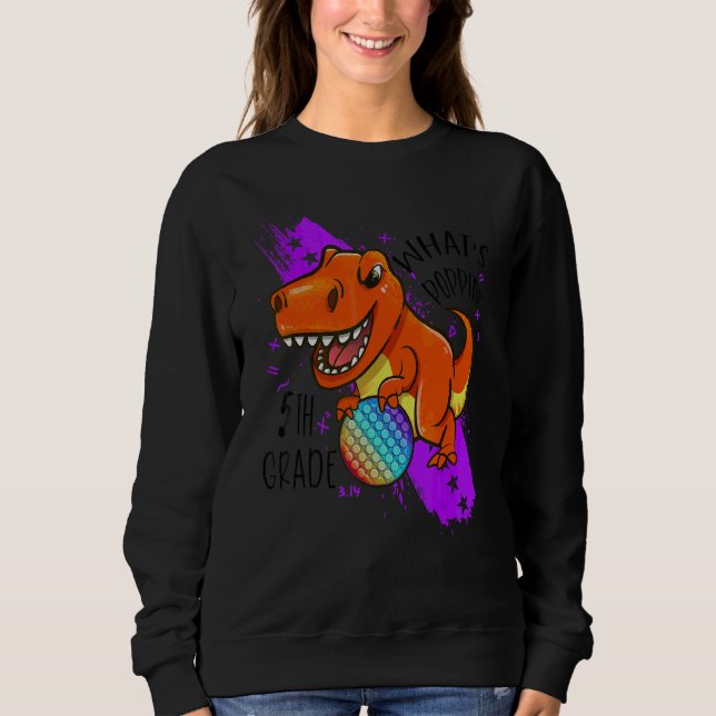 Back To School  5th Grade  Dinosaur  Pop It Fidget Sweatshirt (Front)